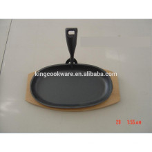 cast iron strak plate sizzling plate with wooden base